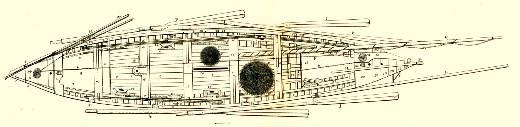 Deck View Of Whaleboat And Equipment.