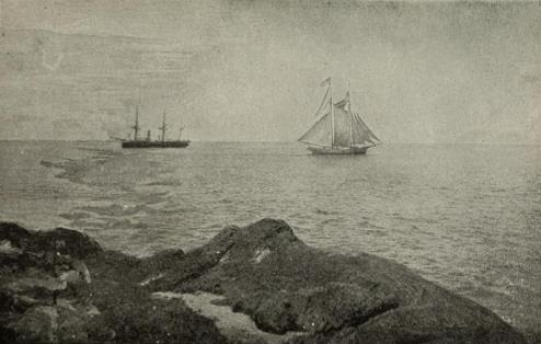 The Pitcairn and Man-0f-War Off Pitcairn Island.