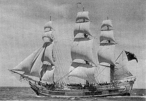 H.M.S. Bounty sails to Tahiti