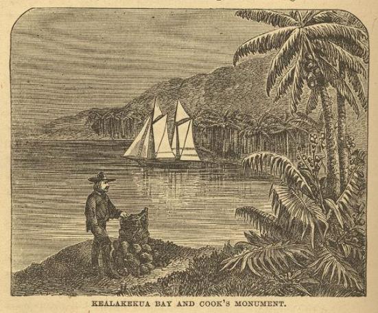 Kealakekua Bay and Cook's monument.
